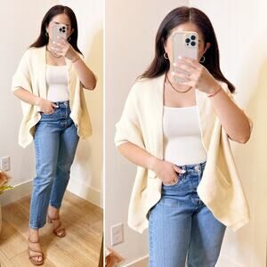 Anthropologie Akemi & Kin Cream White Batwing Oversize Cardigan Sweater One Size